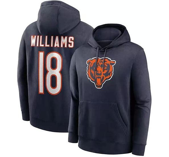 Nike Men's Chicago Bears #18 Caleb Williams Navy Pullover Hoodie