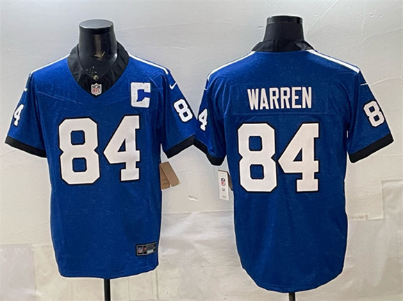 Men's Indianapolis Colts #84 Tyler Warren Blue 2025 F.U.S.E. Throwback Vapor Limited Football Stitched Jersey