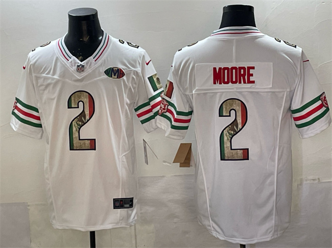 Men's Chicago Bears #2 D.J. Moore White Mexico F.U.S.E. With VMH Patch Stitched Football Jersey