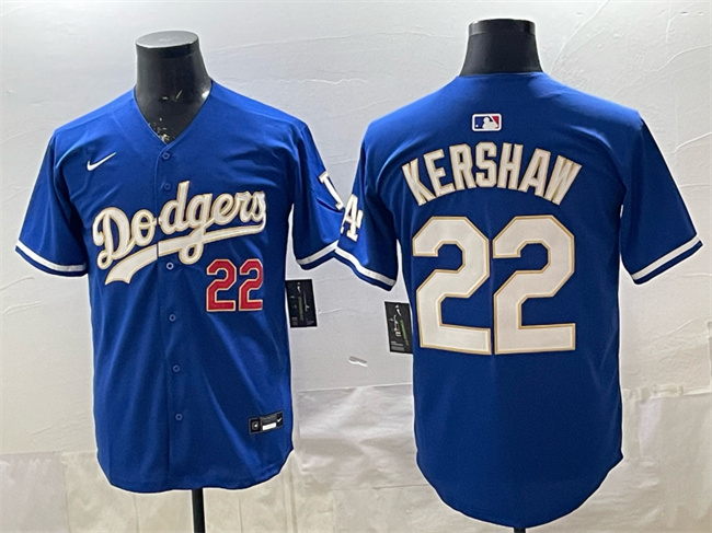 Men's Los Angeles Dodgers #22 Clayton Kershaw Royal Limited Stitched Baseball Jersey
