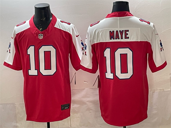 Men's New England Patriots #10 Drake Maye Red Alternate F.U.S.E. Throwback Vapor Limited Stitched Football Jersey