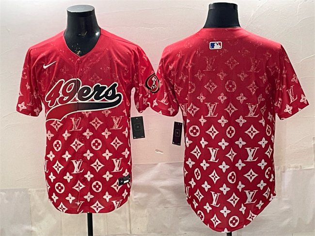 Men's San Francisco 49ers Blank Red Limited Stitched Baseball Jersey