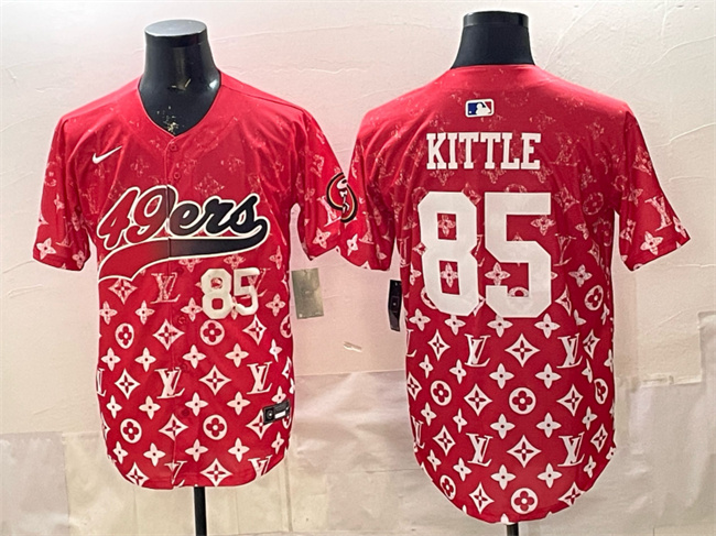 Men's San Francisco 49ers #85 George kittle Red Limited Stitched Baseball Jersey