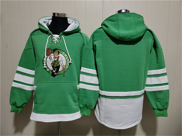 Men's Boston Celtics Blank Green Lace-Up Pullover Hoodie