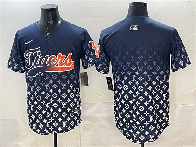 Men's Detroit Tigers Blank Navy With Patch Vapor Premier Limited Stitched Baseball Jersey