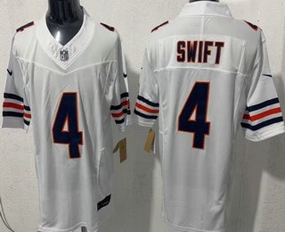 Men's Chicago Bears #4 D'Andre Swift Limited White FUSE Vapor Jersey