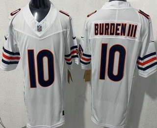 Men's Chicago Bears #10 Luther Burden III Limited White FUSE Vapor Jersey