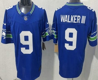 Men's Seattle Seahawks #9 Kenneth Walker III Limited Blue FUSE Vapor Jersey