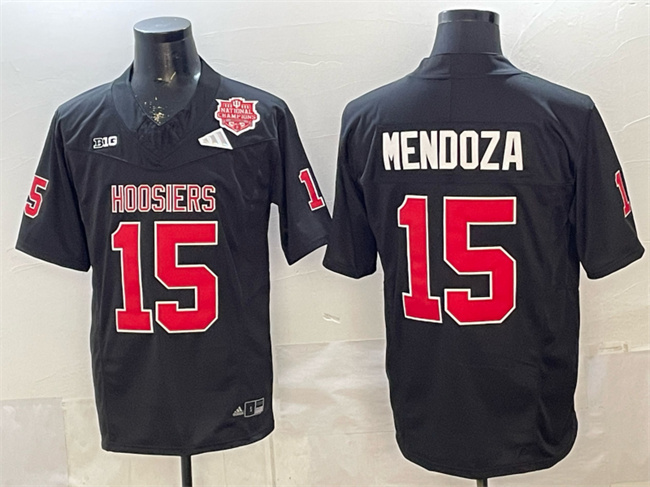 Mens Indiana Hoosiers #15 Fernando Mendoza Black F.U.S.E. 2025 National Champions Patch Stitched Football Jersey