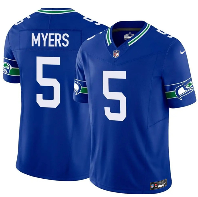 Men's Seattle Seahawks #5 Jason Myers Royal 2025 F.U.S.E Throwback Vapor Limited Stitched Football Jersey