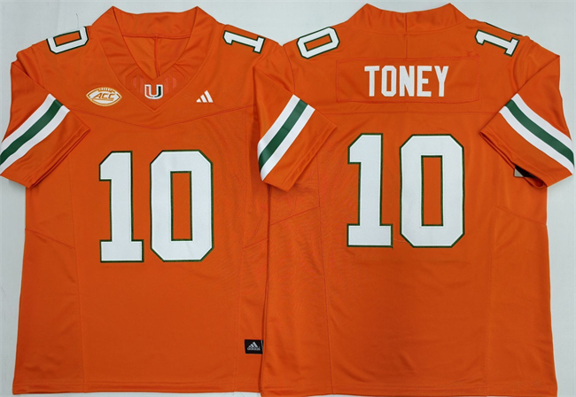 Men's Miami Hurricanes #10 Malachi Toney Orange F.U.S.E. 2026Stitched Football Jersey