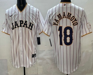 Men's Japan #18 Yoshinobu Yamamoto White 2026 World Baseball Classic Cool Base Jersey