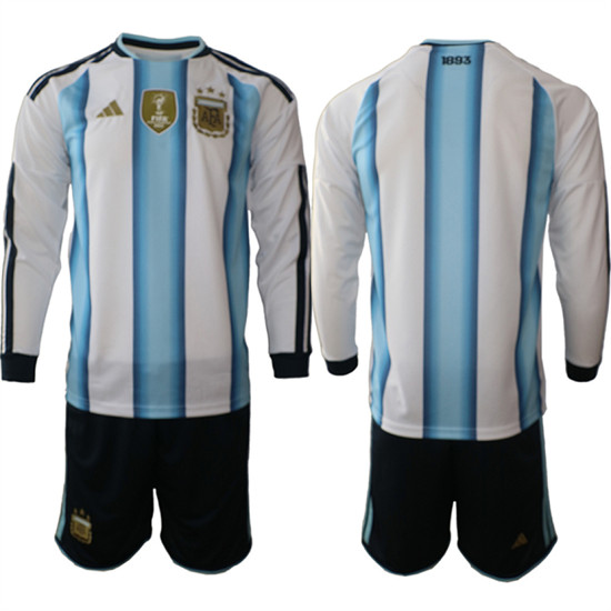 Men's Argentina Blank Long Sleeve National Team FIFA x World Cup 2026 Home White On Field Jersey