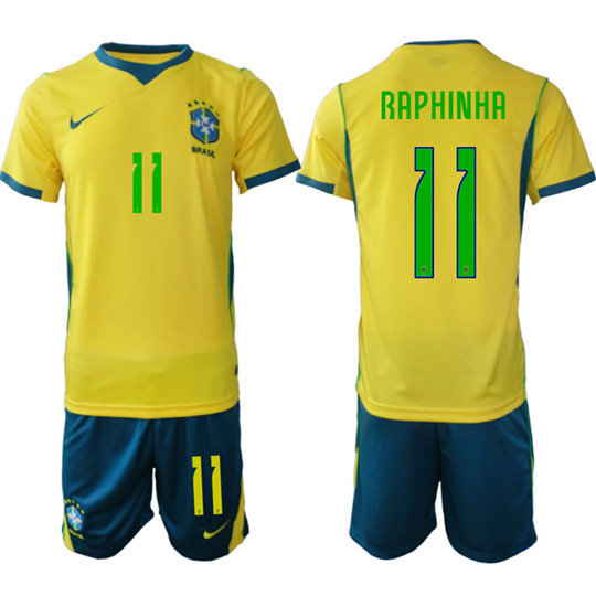 Men's Brazil #11 RAPHINHA National Team FIFA x World Cup 2026 Home On Field Jersey