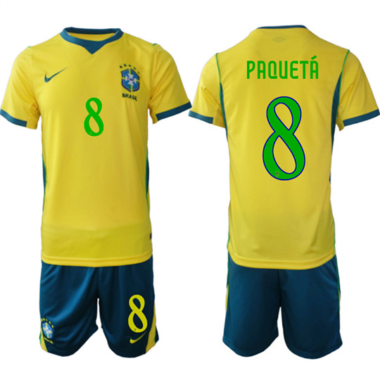 Men's Brazil #8 PAQUETA National Team FIFA x World Cup 2026 Home On Field Jersey