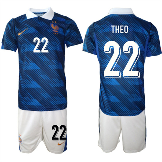 Men's France #22 THEO National Team FIFA x World Cup 2026 Home On Field Jersey