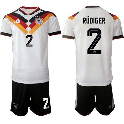 Men's Germany #2 RUDIGER National Team FIFA x World Cup 2026 Home White On Field Jersey