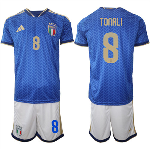 Men's Italy #8 TONALI National Team FIFA x World Cup 2026 Home Blue On Field Jerseys