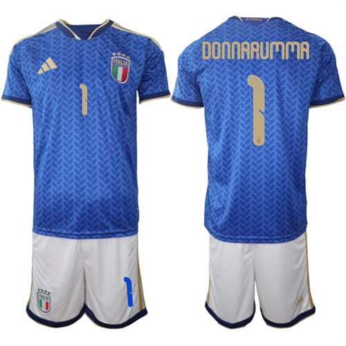 Men's Italy #1 DONNARUMMA National Team FIFA x World Cup 2026 Home Blue On Field Jerseys
