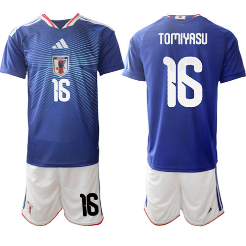 Men's Japan #16 TOMIYASU National Team FIFA x World Cup 2026 Home Blue On Field Jersey