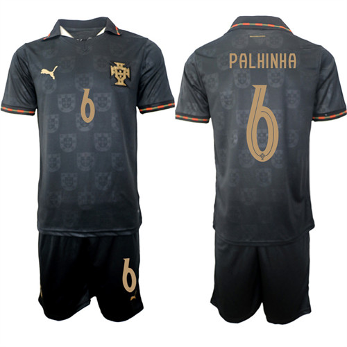 Men's Portugal #6 PALHINHA National Team FIFA x World Cup 2026 Away Gray On Eusebio special edition Jersey