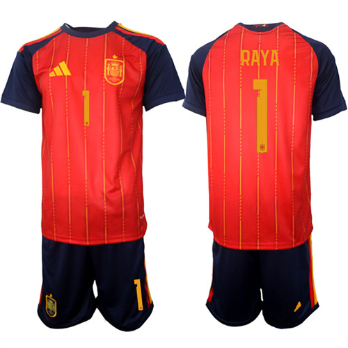 Men's Spain #1 RAYA National Team FIFA x World Cup 2026 Home Red On Field Jerseys