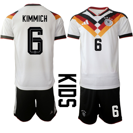 Youth Germany #6 KIMMICH National Team FIFA x World Cup 2026 Home White On Field Kids Jersey