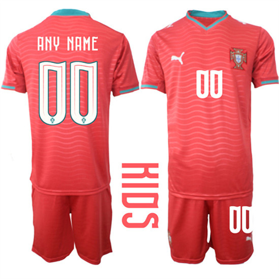Youth Portugal Custom Any Name And Number National Team FIFA x World Cup 2026 Home Red On Eusebio special edition Kids Jersey