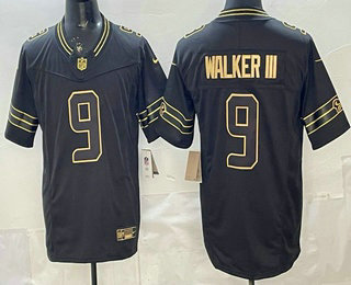 Men's Seattle Seahawks #9 Kenneth Walker III Black Gold FUSE Vapor Limited Stitched Jersey