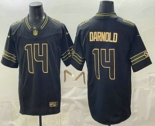 Men's Seattle Seahawks #14 Sam Darnold Limited Black Gold FUSE Vapor Jersey