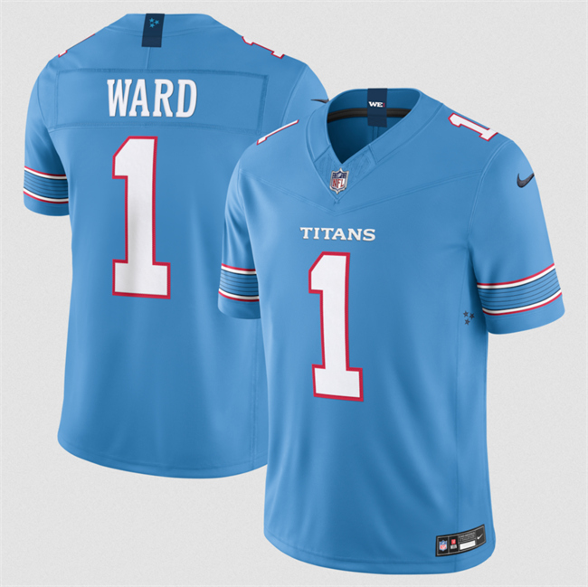Men's Tennessee Titans #1 Cameron Ward Light Blue 2026 F.U.S.E. Vapor Limited Stitched Football Jersey