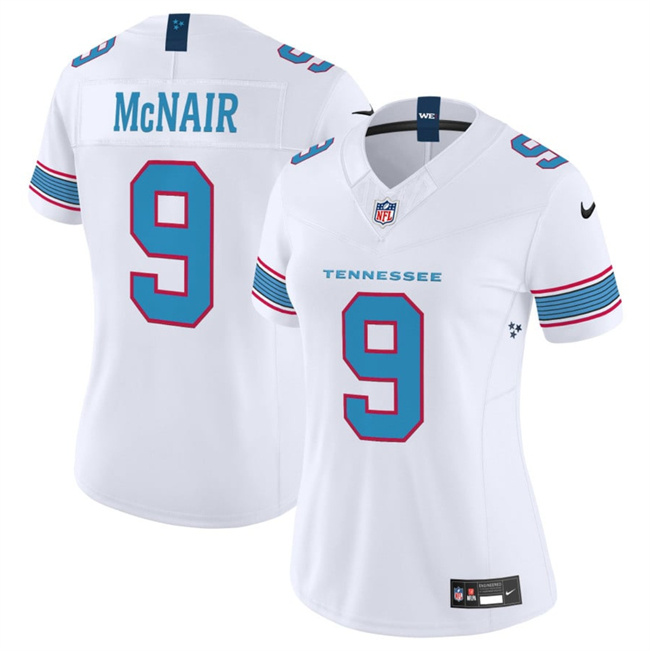 Women's Tennessee Titans #9 Steve McNair White 2026 F.U.S.E. Vapor Limited Stitched Football Jersey(Run Small)