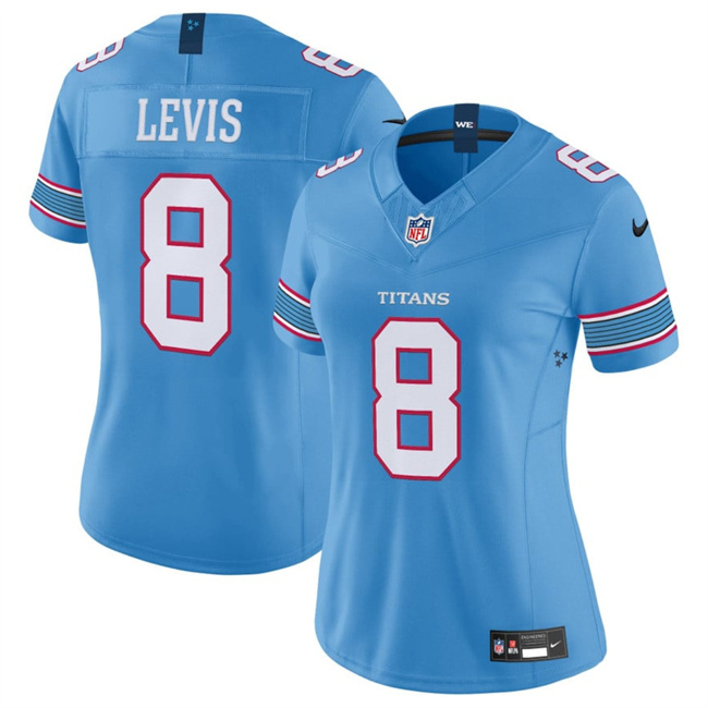 Women's Tennessee Titans #8 Will Levis Light Blue 2026 F.U.S.E. Vapor Limited Stitched Football Jersey(Run Small)