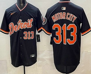 Men's Detroit Tigers #313 Motor City Navy Limited Jersey