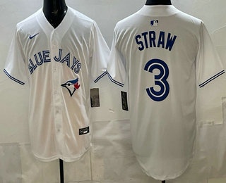 Men's Toronto Blue Jays #3 Myles Straw White Limited Jersey
