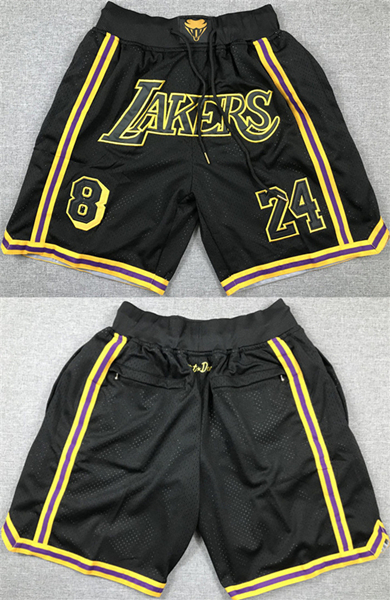 Los Angeles Lakers #8 #24 Black Shorts (Run Small)