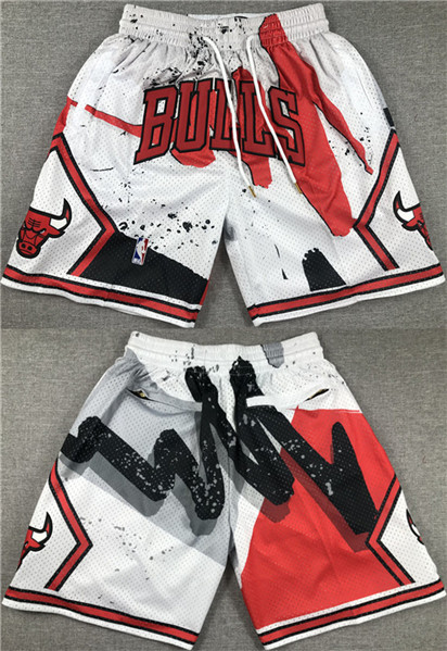 Men's Chicago Bulls White Red Shorts (Run Small)