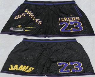 Men's Los Angeles Lakers #23 LeBron James Black 2025 Shorts