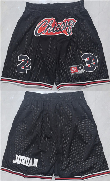 Men's Chicago Bulls #23 Michael Jordan Black Shorts 001 (Run Small)