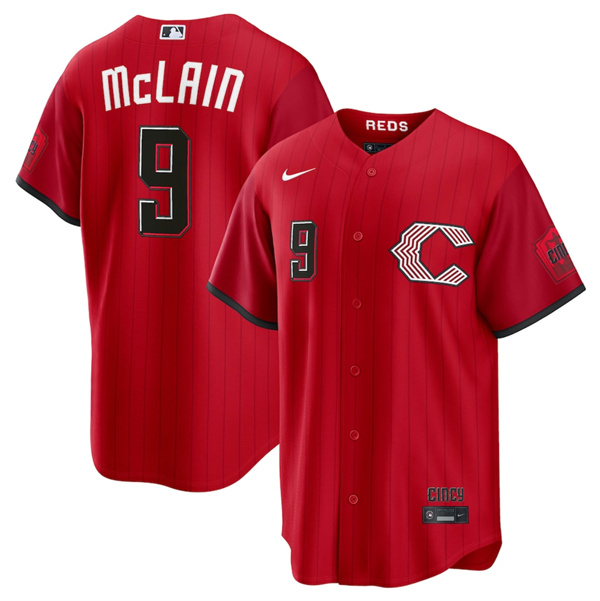 Men's Cincinnati Reds #9 Matt McLain Red 2026 City Connect Stadium Stitched Baseball Jersey