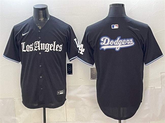 Men's Los Angeles Dodgers Team Big Logo Black 'Gothic Edition' Vapor Premier Limited Stitched Baseball Jersey