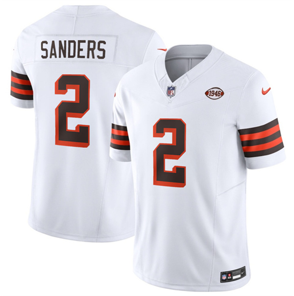 Men's Cleveland Browns #2 Shedeur Sanders White 2026 1946 Collection F.U.S.E. Vapor Limited Football Stitched Jersey