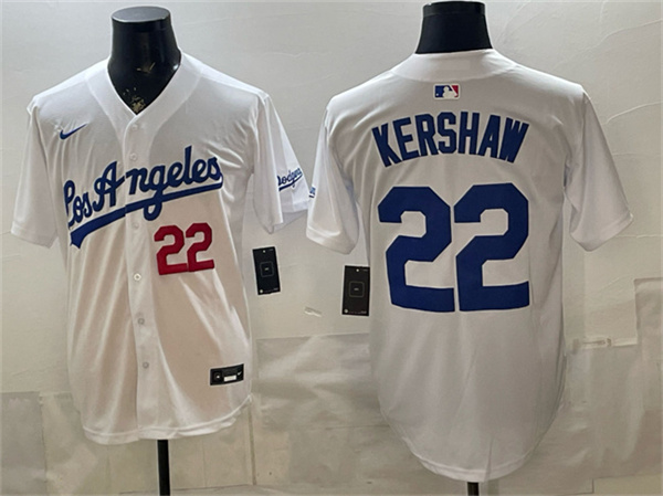 Men's Los Angeles Dodgers #22 Clayton Kershaw White Alternate Stadium Stitched Baseball Jersey