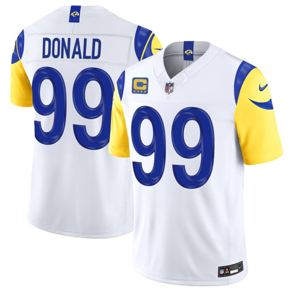 Men's Los Angeles Rams #99 Aaron Donald White 2026 F.U.S.E. 4- Star C Patch Vapor Limited Football Stitched Jersey