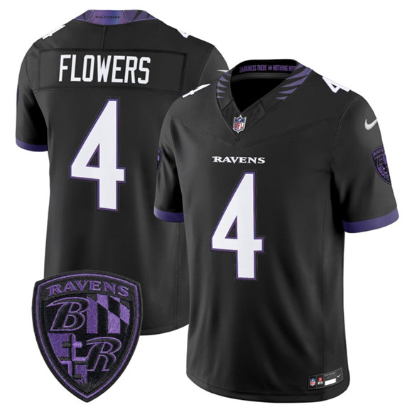 Men's Baltimore Ravens #4 Zay Flowers Black 2026 F.U.S.E. Alternate Vapor Limited Football Stitched Jersey
