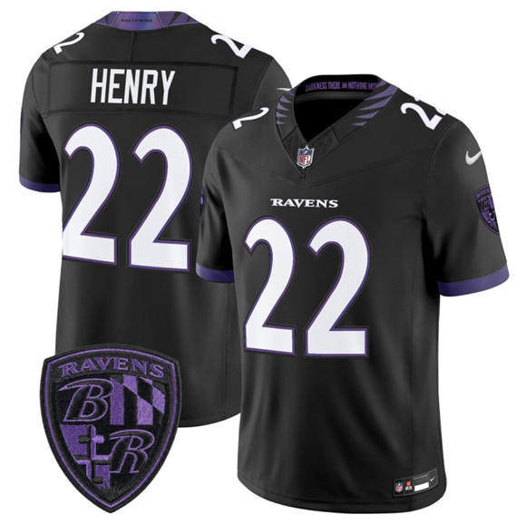 Men's Baltimore Ravens #22 Derrick Henry Black 2026 F.U.S.E. Alternate Vapor Limited Football Stitched Jersey