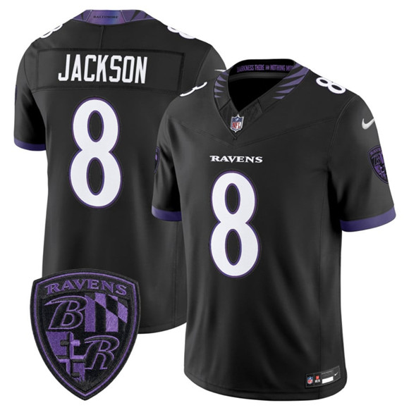 Men's Baltimore Ravens #8 Lamar Jackson Black 2026 F.U.S.E. Alternate Vapor Limited Football Stitched Jersey