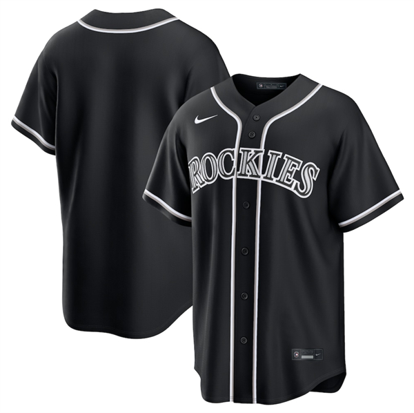 Men's Colorado Rockies Blank Black Out Stitched Baseball Jersey