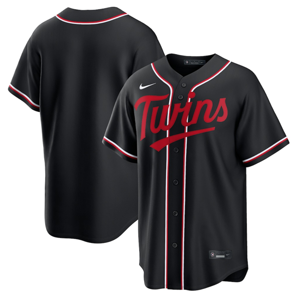Men's Minnesota Twins Blank Black Out Stitched Baseball Jersey