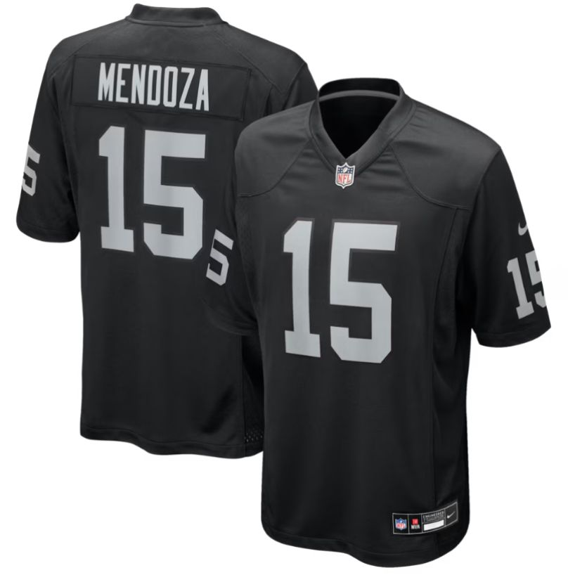 Men's Las Vegas Raiders #15 Fernando Mendoza Black 2026 Football Stitched Game Jersey
